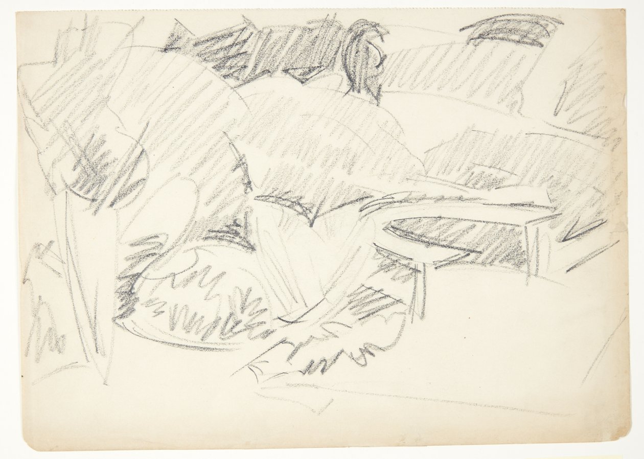 Landscape from a Garden with a Semi-Circular Garden Bench by Edvard Weie