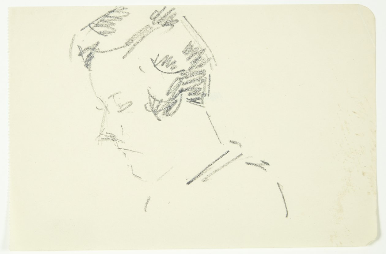 Portrait Study of the Painter Ellen Olrik, with Bent Head, 7/8 Profile to the Left by Edvard Weie