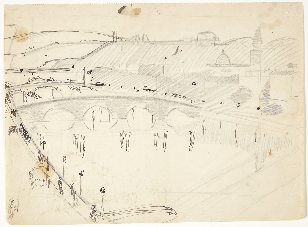 View from a Window by the Lungarno Over the River Towards Santo Spirito and San Miniato Heights, Florence by Edvard Weie