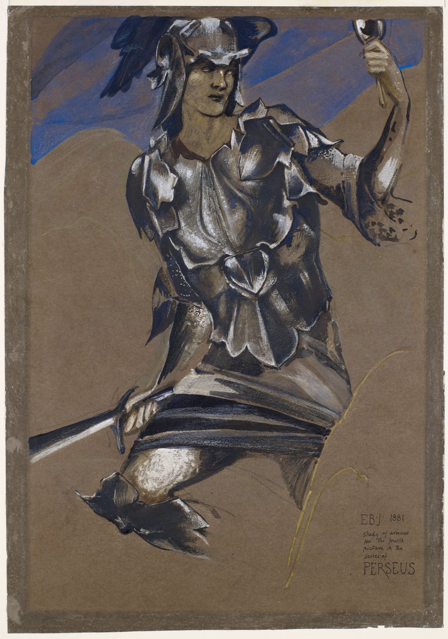 The Perseus Series - Study of Perseus in Armour for The Finding of Medusa by Edward Burne Jones