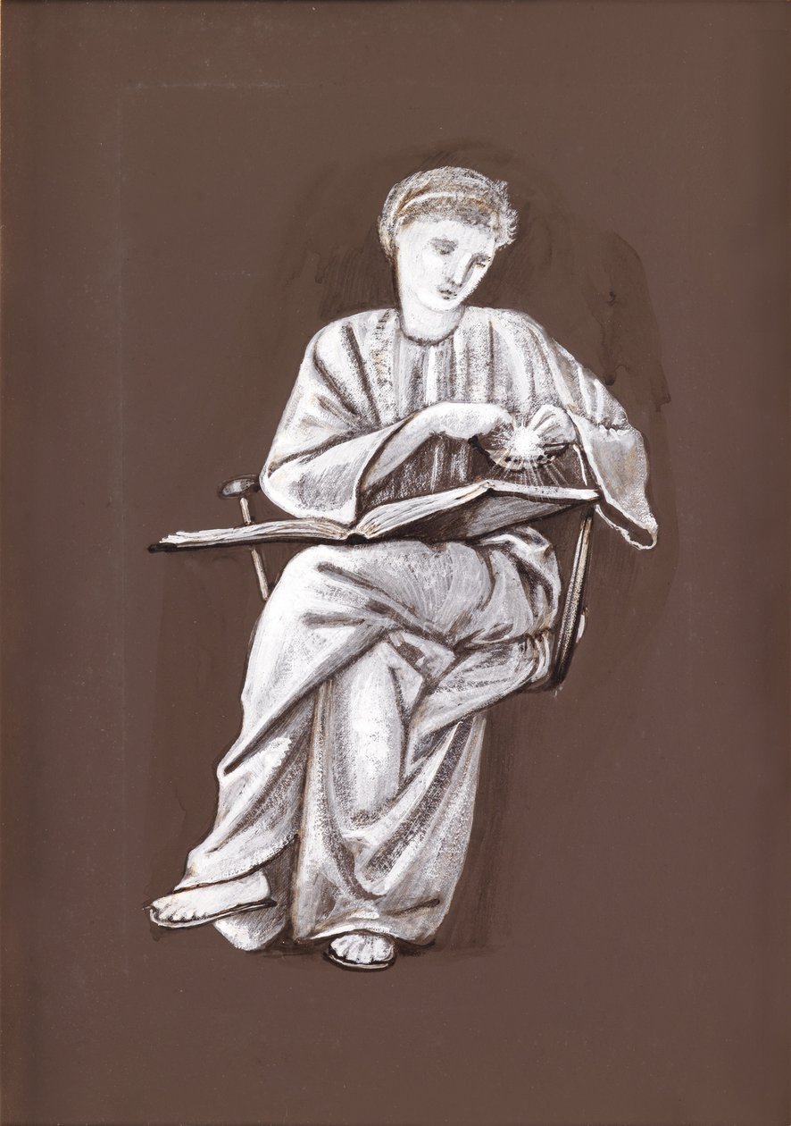Study of a Seated Girl, with a Book by Edward Burne Jones