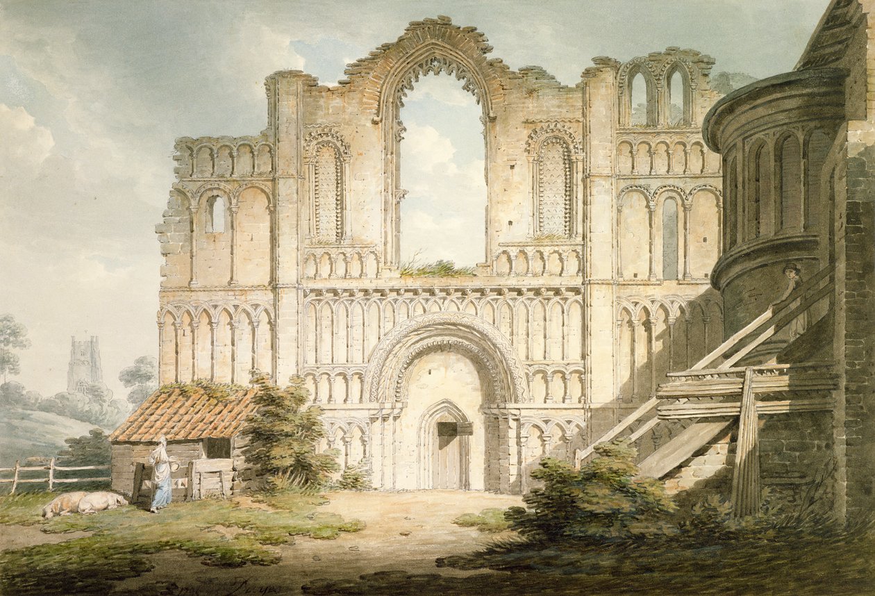 West front of Castle Acre Priory Church, near Downham, Norfolk, 1796 by Edward Dayes