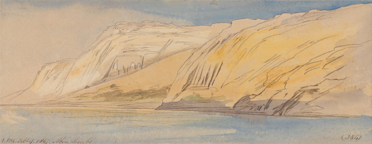 Abu Simbel, 1:00 pm, 9 February 1867 by Edward Lear