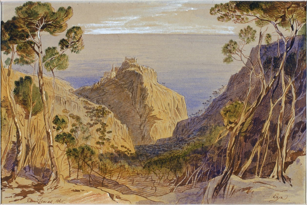 Eza, France, 1865 by Edward Lear