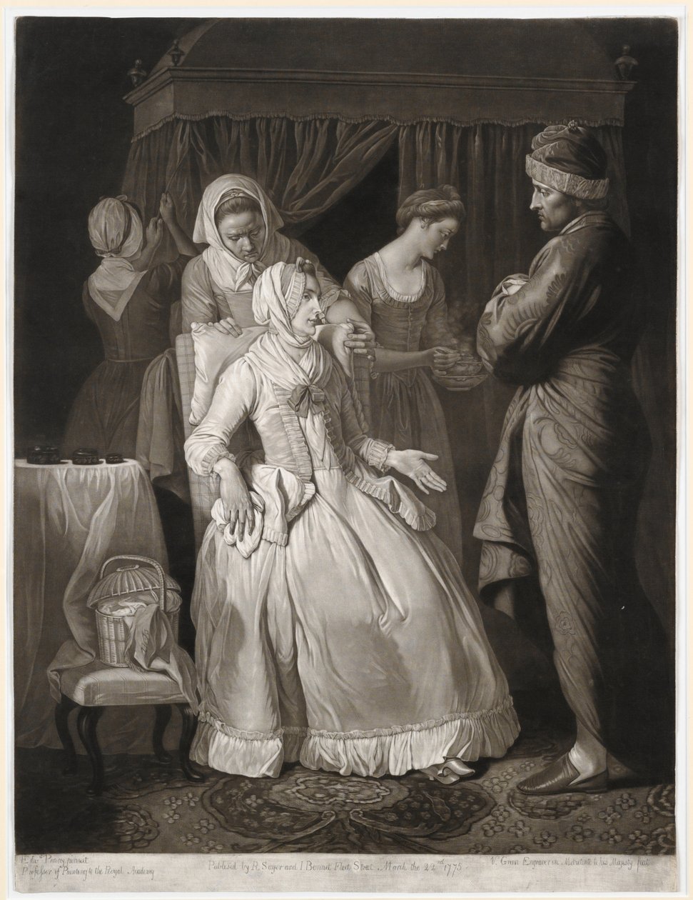 The Virtuous Comforted by Sympathy and Attention, print made by Valentine Green by Edward Penny