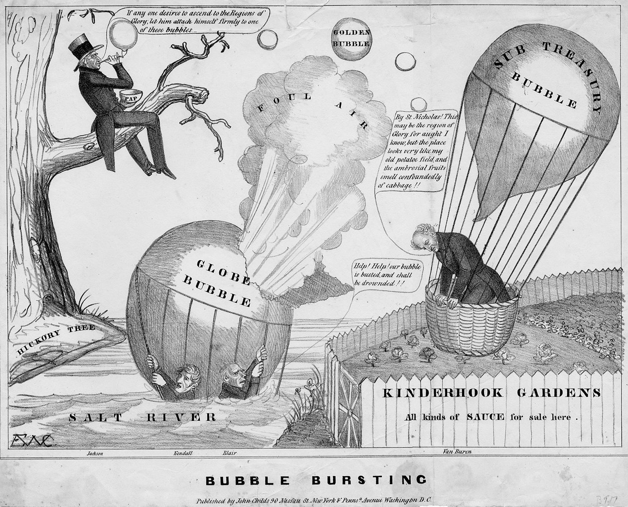 Bubble bursting, published by John Childs, New York and Washington DC, c.1840 by Edward Williams Clay