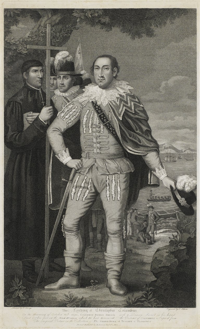 Landing of Christopher Columbus, engraved by David Edwin
