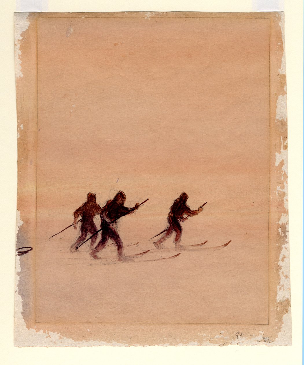 Men on skis, 1901-04 by Edward Adrian Wilson