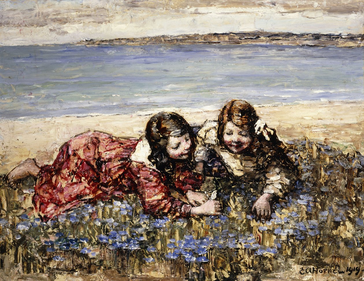 Gathering Flowers by the Seashore by Edward Atkinson Hornel