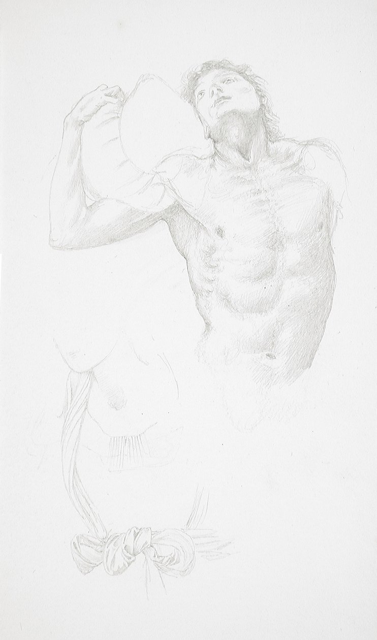 Male Nude Holding a Cushion by Edward Burne-Jones