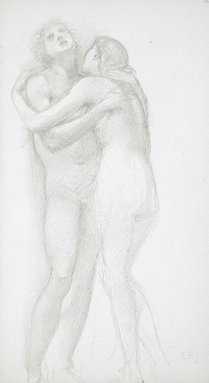 Two Nudes Embracing by Edward Burne-Jones