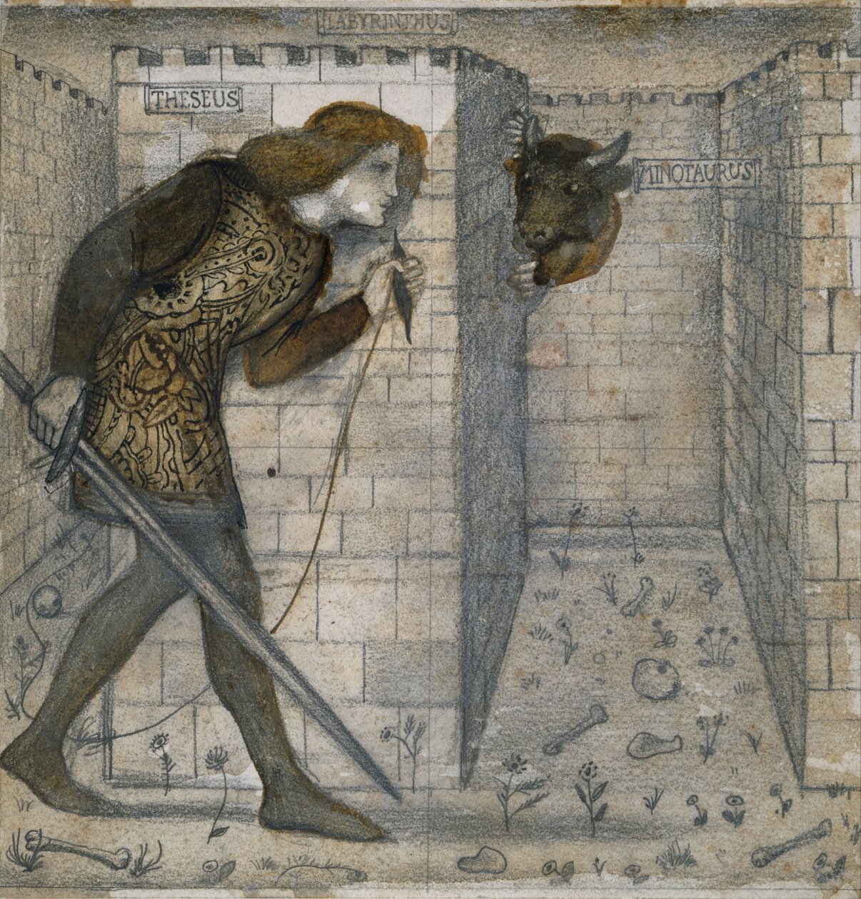 Tile Design - Theseus and the Minotaur in the Labyrinth by Edward Burne-Jones