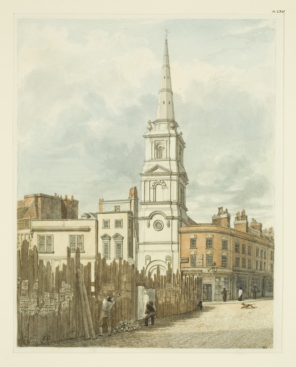 Christ Church from the Exchange with the site cleared from the building of the New Council House by Edward Cashin
