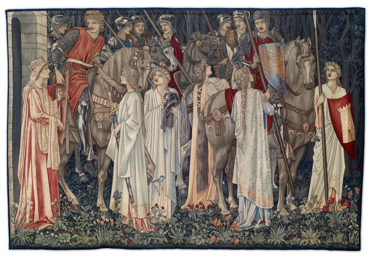 The Arming and Departure of the Knights, tapestry designed by the artist and woven by Morris & Co. by Edward Burne Jones