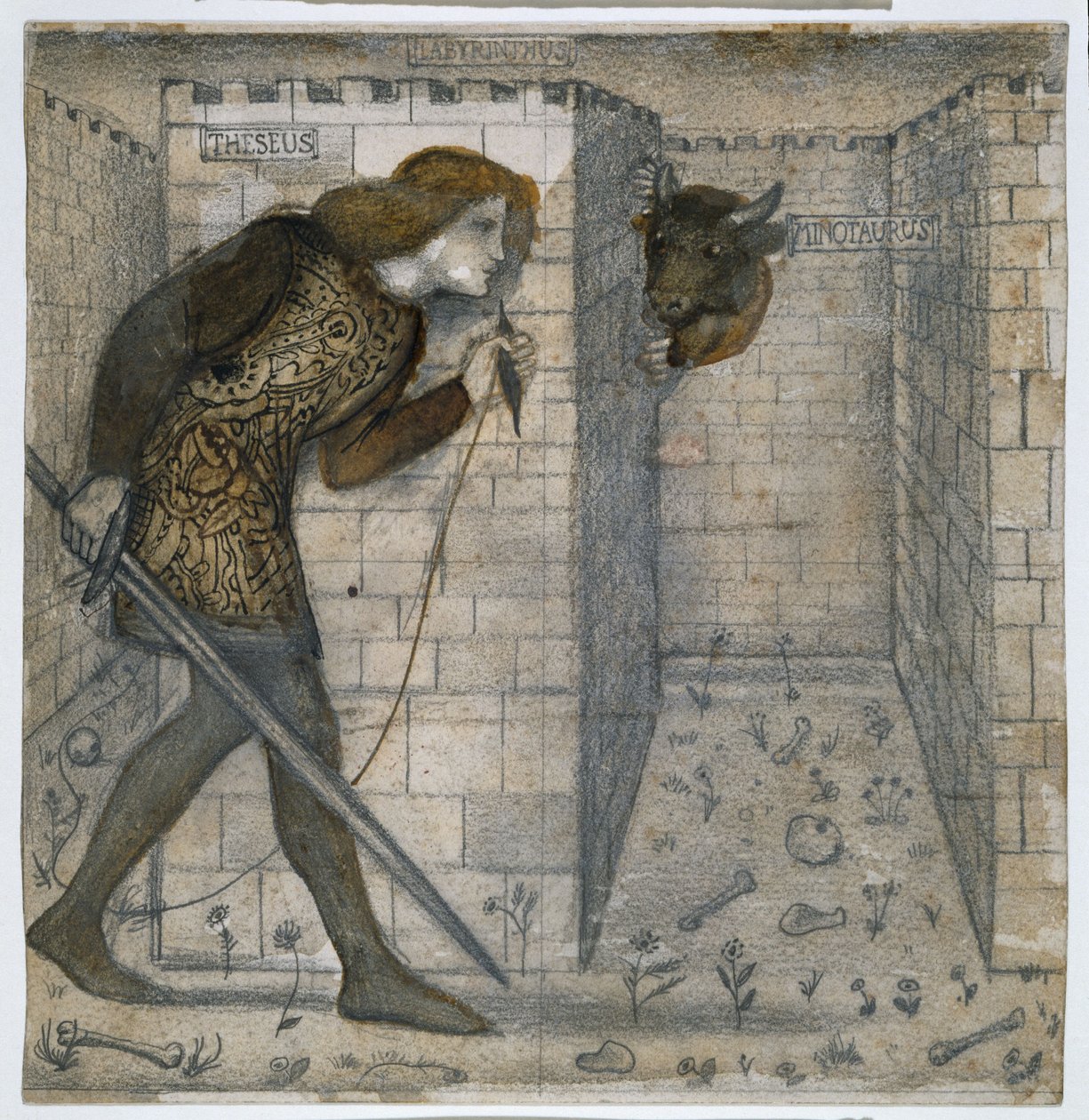 Theseus and the Minotaur in the Labyrinth by Edward Burne Jones