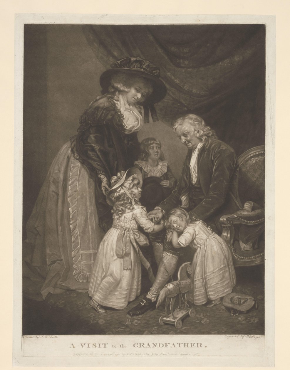 Woman with Three Children Visiting Their Grandfather by Edward Dayes