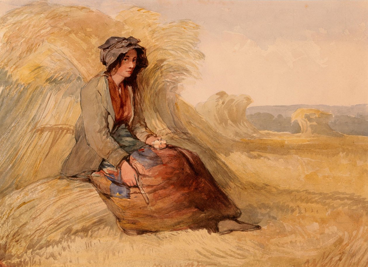 A Young Woman Resting in a Cornfield by Edward Duncan