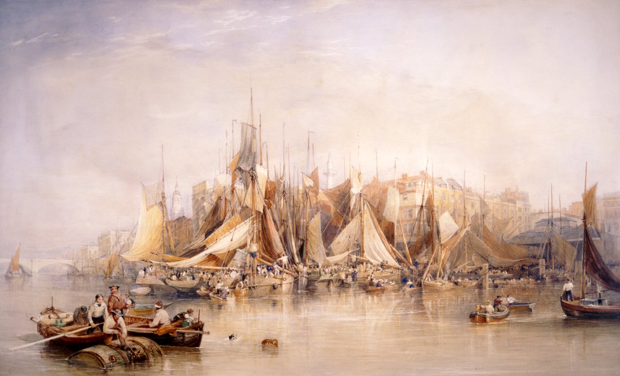 Billingsgate, First Day of Oysters, Early Morning by Edward Duncan