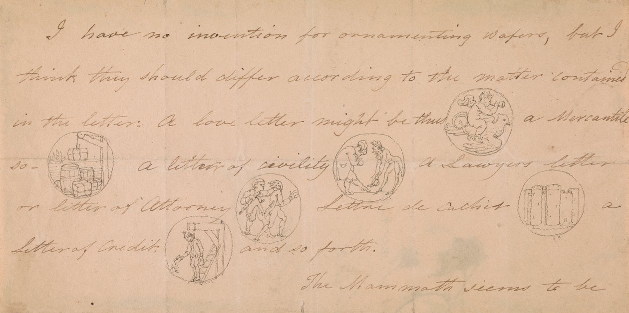 Letter with Designs for Signets by Edward Francis Burney