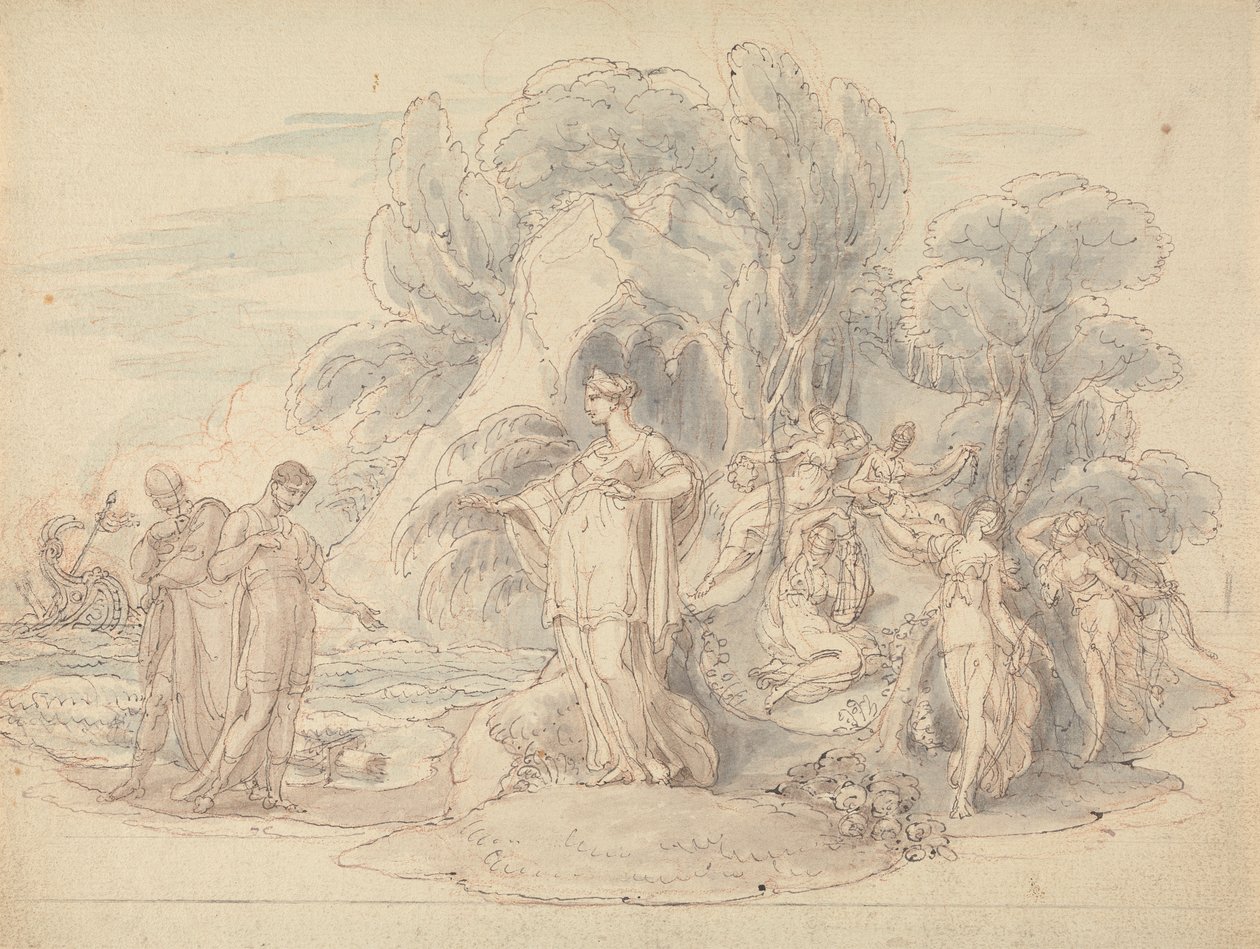 Telemachus and Mentor Landing on the Island of Calypso by Edward Francis Burney