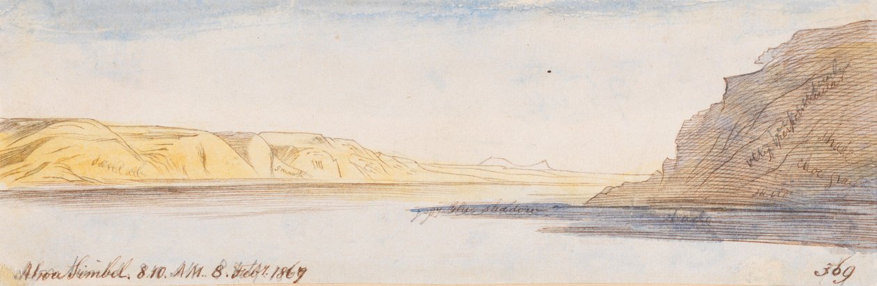 Abou Simbel; 8:10 A.M., 8 Feb. 1867 (369) by Edward Lear