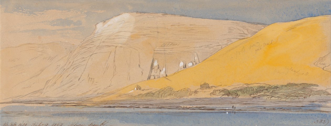Abu Simbel, 10:30 am, 9 February 1867 by Edward Lear