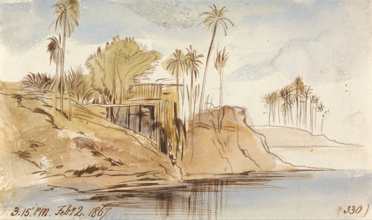 Between Ibreem and Wady Halfeh, 3:15 pm, 2 February 1867 by Edward Lear