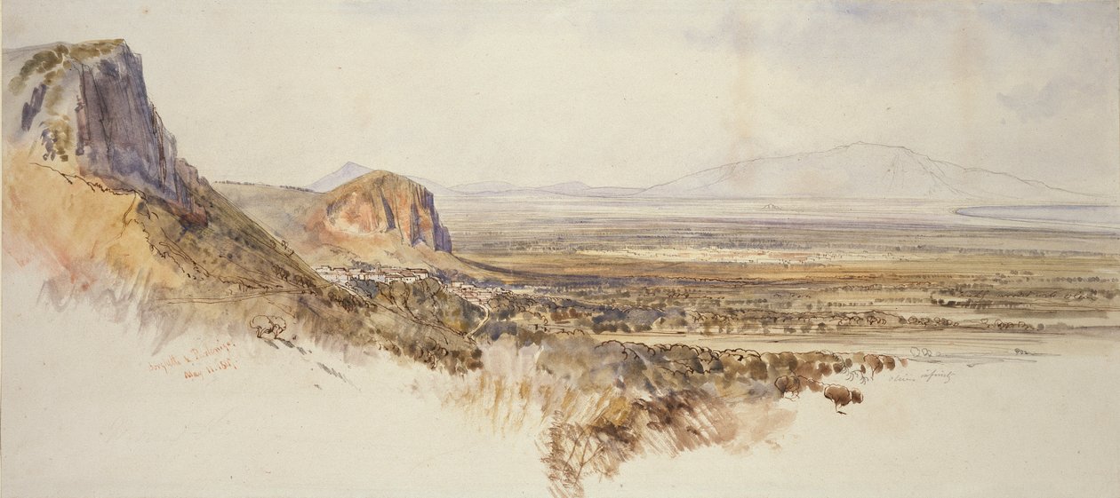 Distant View of Borghetto and Partenico, Sicily by Edward Lear