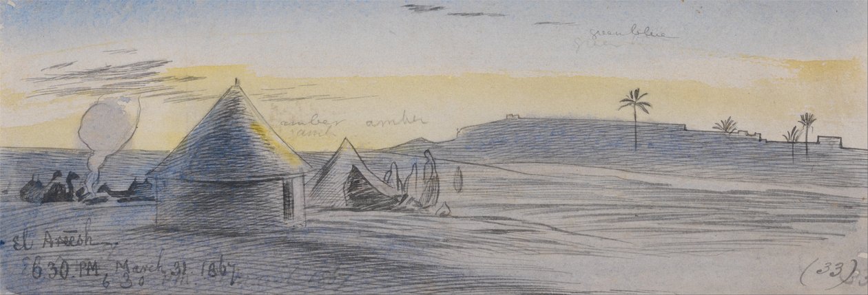 El Areesh, 6:30 pm, 31 March 1867 by Edward Lear