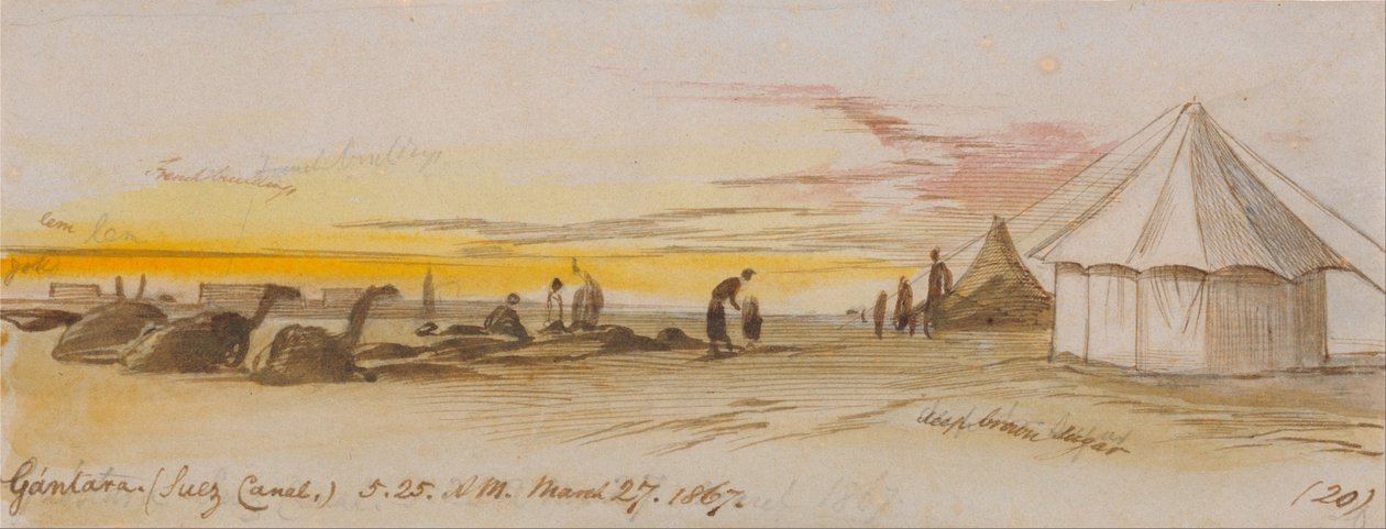 Gantara (Suez Canal), 5:25 am, 27 March 1867 by Edward Lear