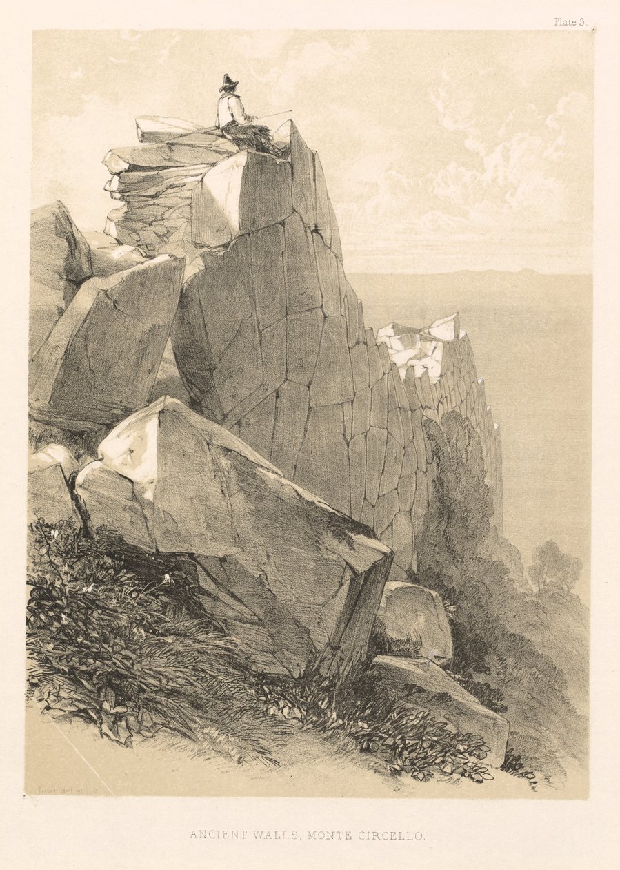 Illustrated Excursion in Italy vol. II: Ancient Walls, Monte Circello by Edward Lear