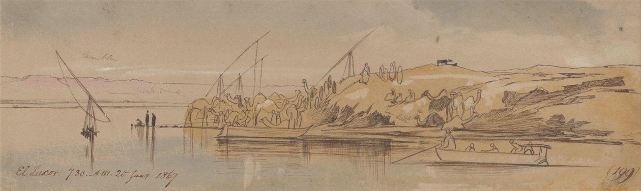 Luxor, 7:30 am, 20 January 1867 by Edward Lear