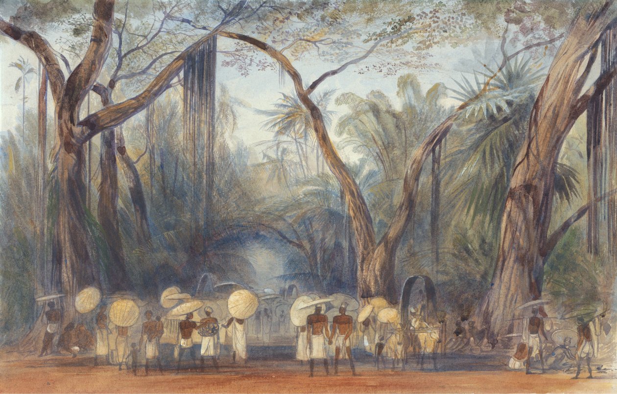 People on the Road Near Kalicut, Malabar by Edward Lear