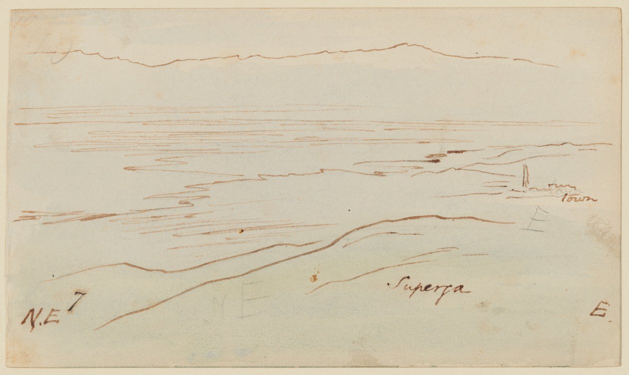 View of Turin-Site View with Superga by Edward Lear