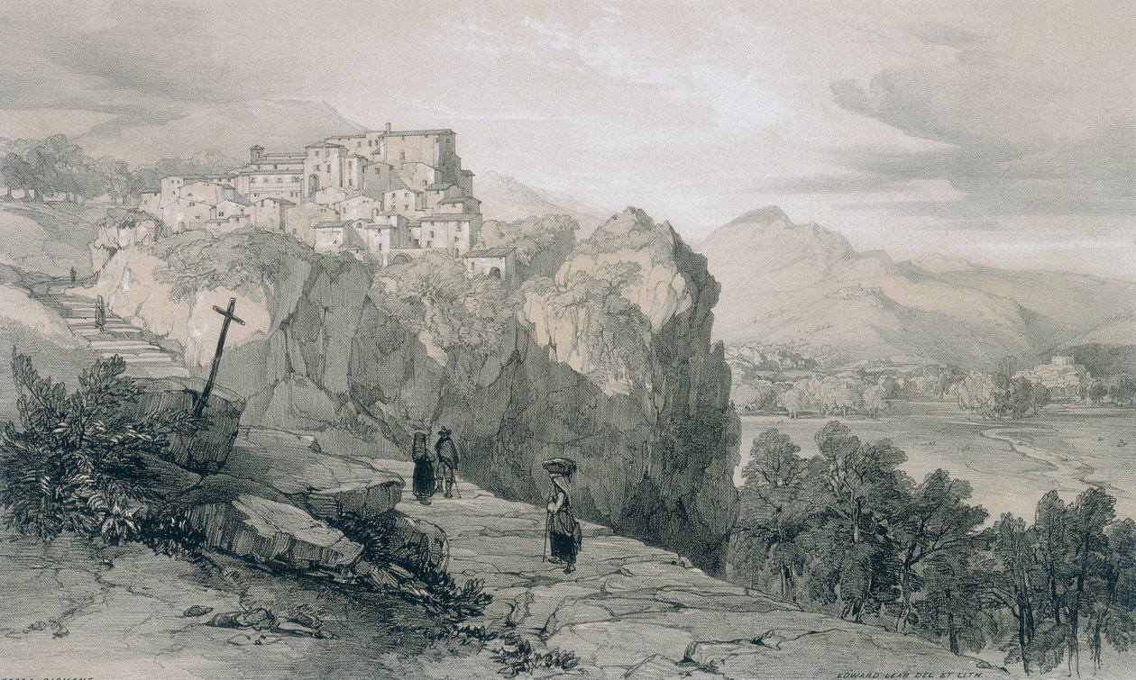 Views in Rome and Its Environs: Rocca Giovane and in the Distance the Towns of Licenza and Civitella di Licenza by Edward Lear