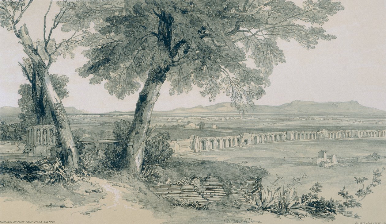 Views in Rome and Its Environs: Campagna and Walls of Rome Looking to the Alban by Edward Lear