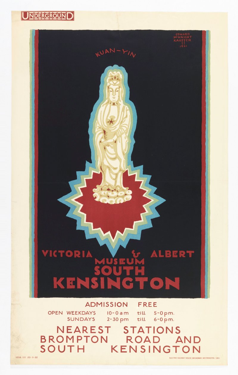 Poster, Victoria and Albert Museum, for London Underground, 1921 by Edward McKnight Kauffer