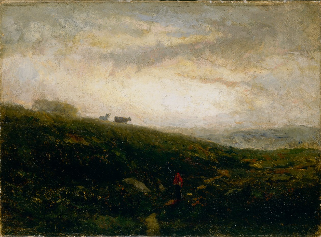 Untitled (cows descending hillside) by Edward Mitchell Bannister