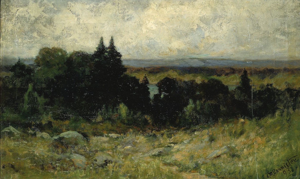 Untitled (landscape, fields with rocks and trees) by Edward Mitchell Bannister