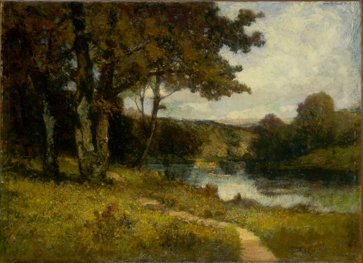 Untitled (landscape, trees near river) by Edward Mitchell Bannister