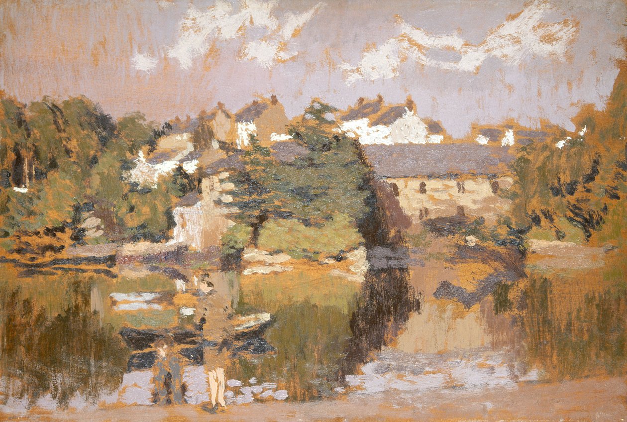Buildings by a River by Edward Morland Lewis