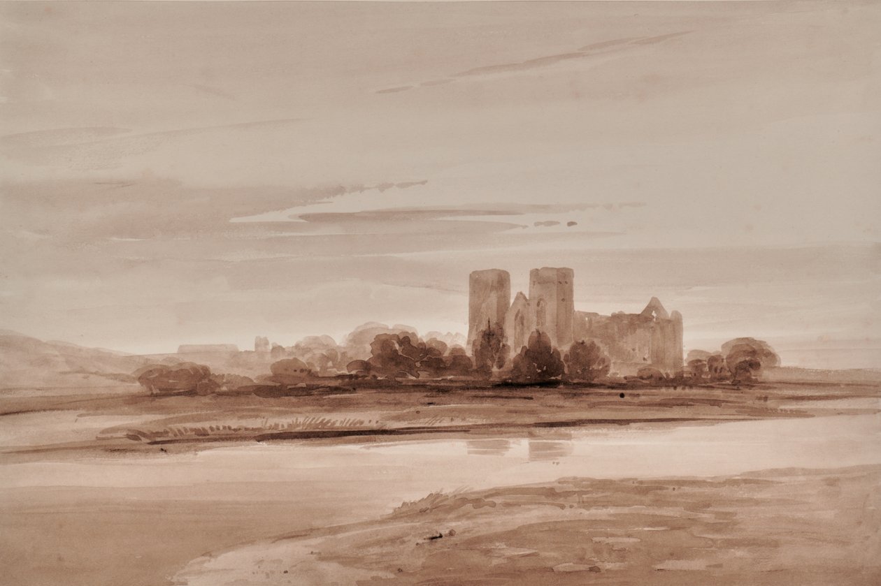 Landscape with Church and River or Lake by Edward Pretty