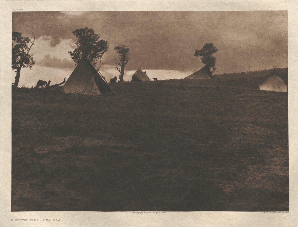 Portfolio I, Plate 24: A Hilltop Camp-Jicarilla by Edward S. Curtis