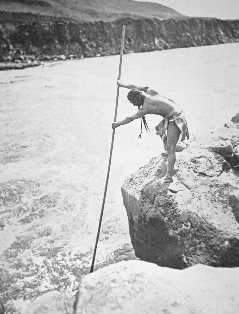Chinook People Spearing Salmon in the Columbia River by Edward Sheriff Curtis