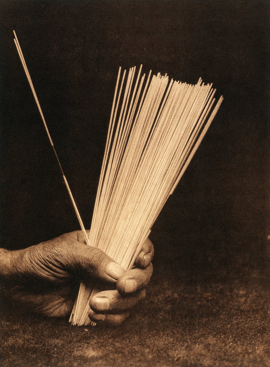 Close-up of the Hand of an Indian of the Hupa Tribe or Village Holding Divination Rods by Edward Sheriff Curtis