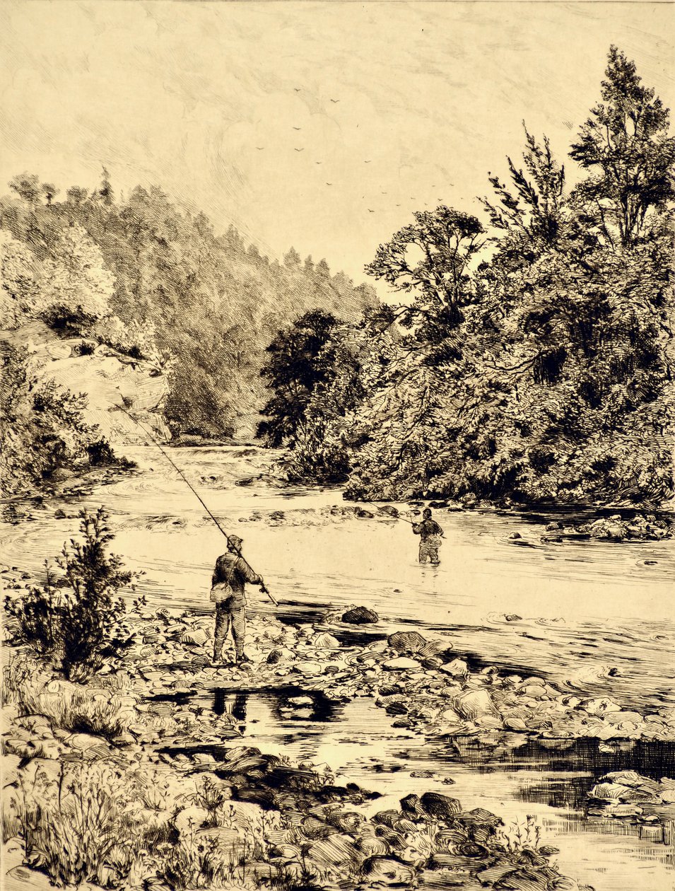 The Tees: The Tees at Ovington, c.1880 by Edward Slocombe