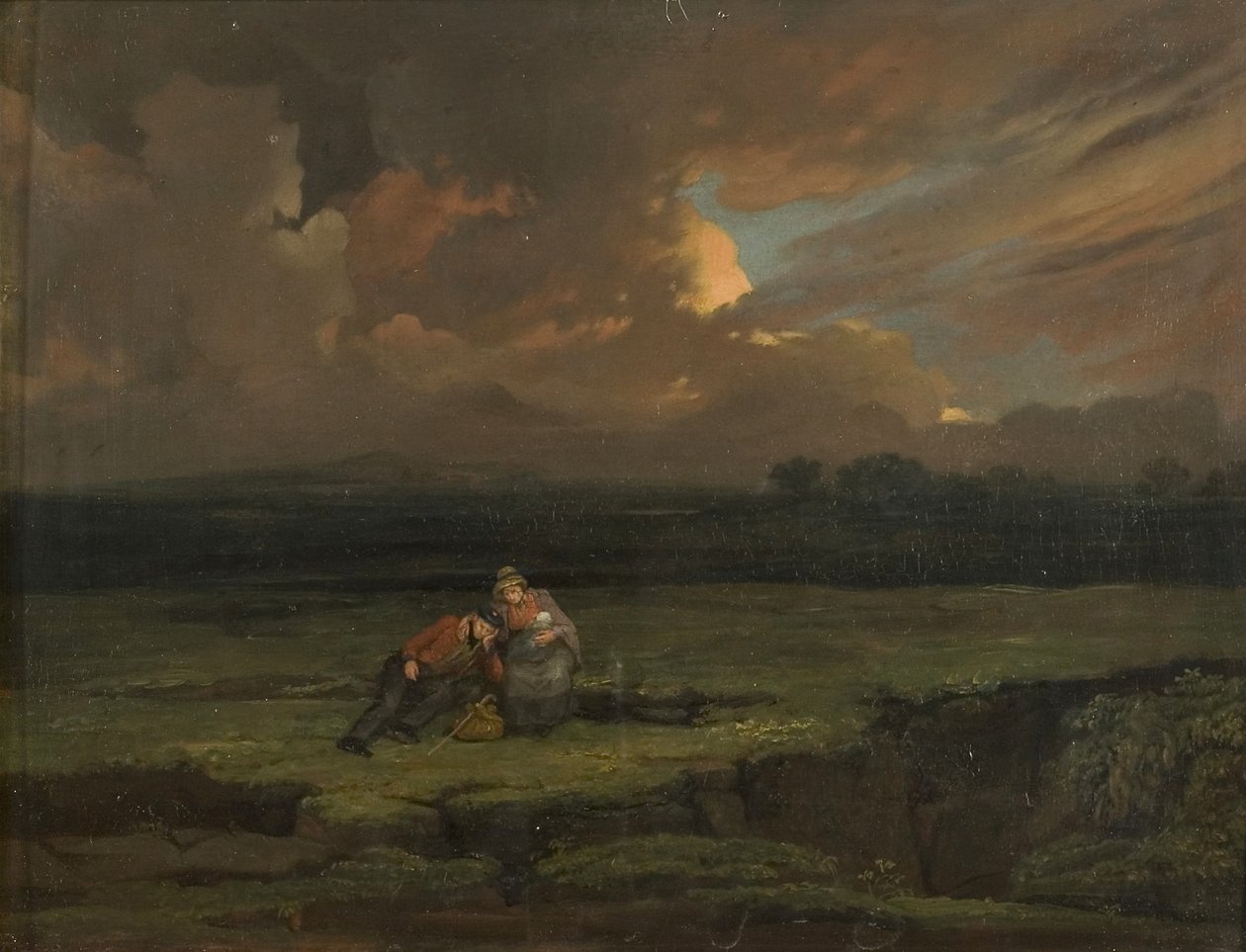 A Soldier and his Wife and Child in a Stormy Landscape by Edward Villiers Rippingille