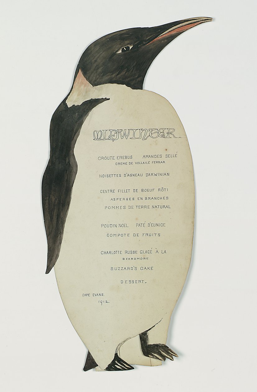 Menu in the Shape of an Emperor Penguin, for the Midwinter