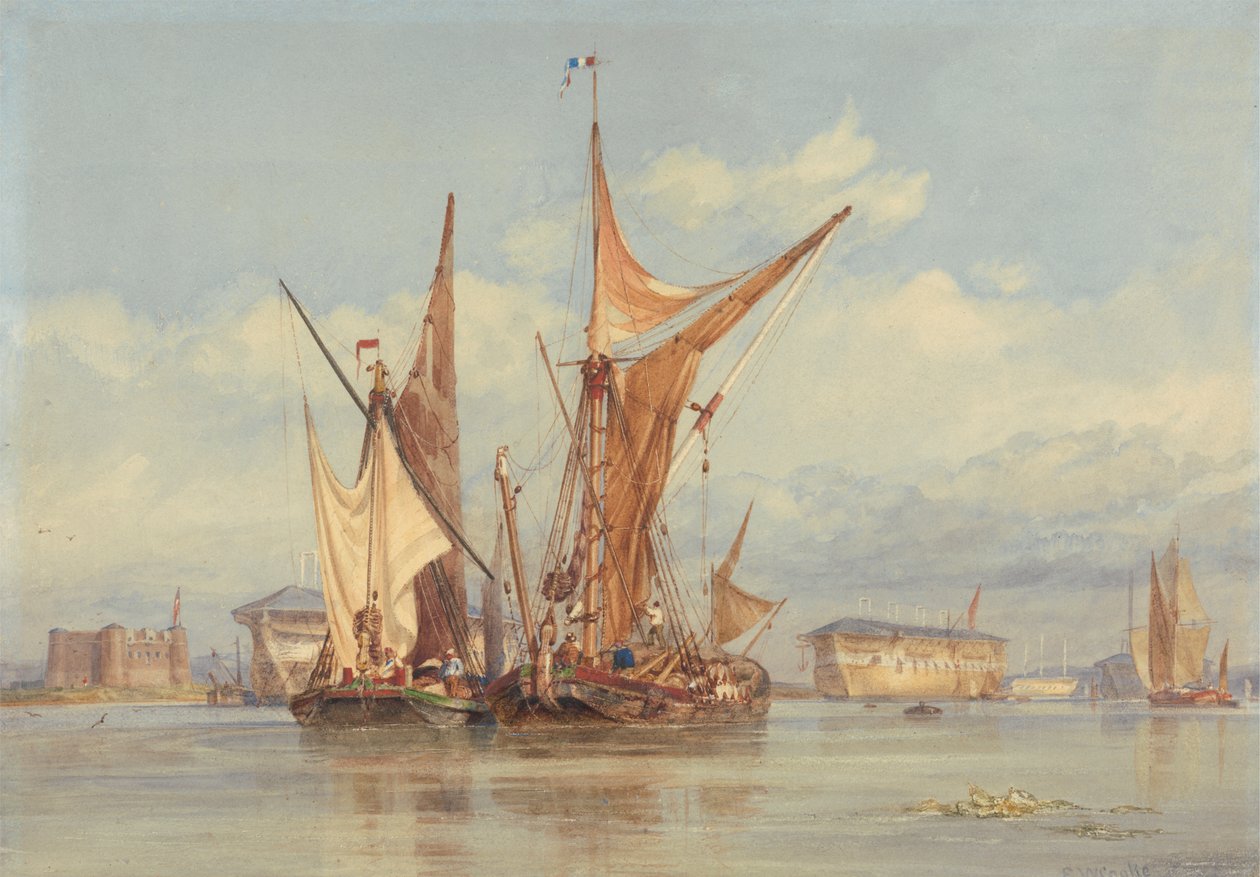 Bomb Proof Battery near Gillingham, on the Medway... by Edward William Cooke