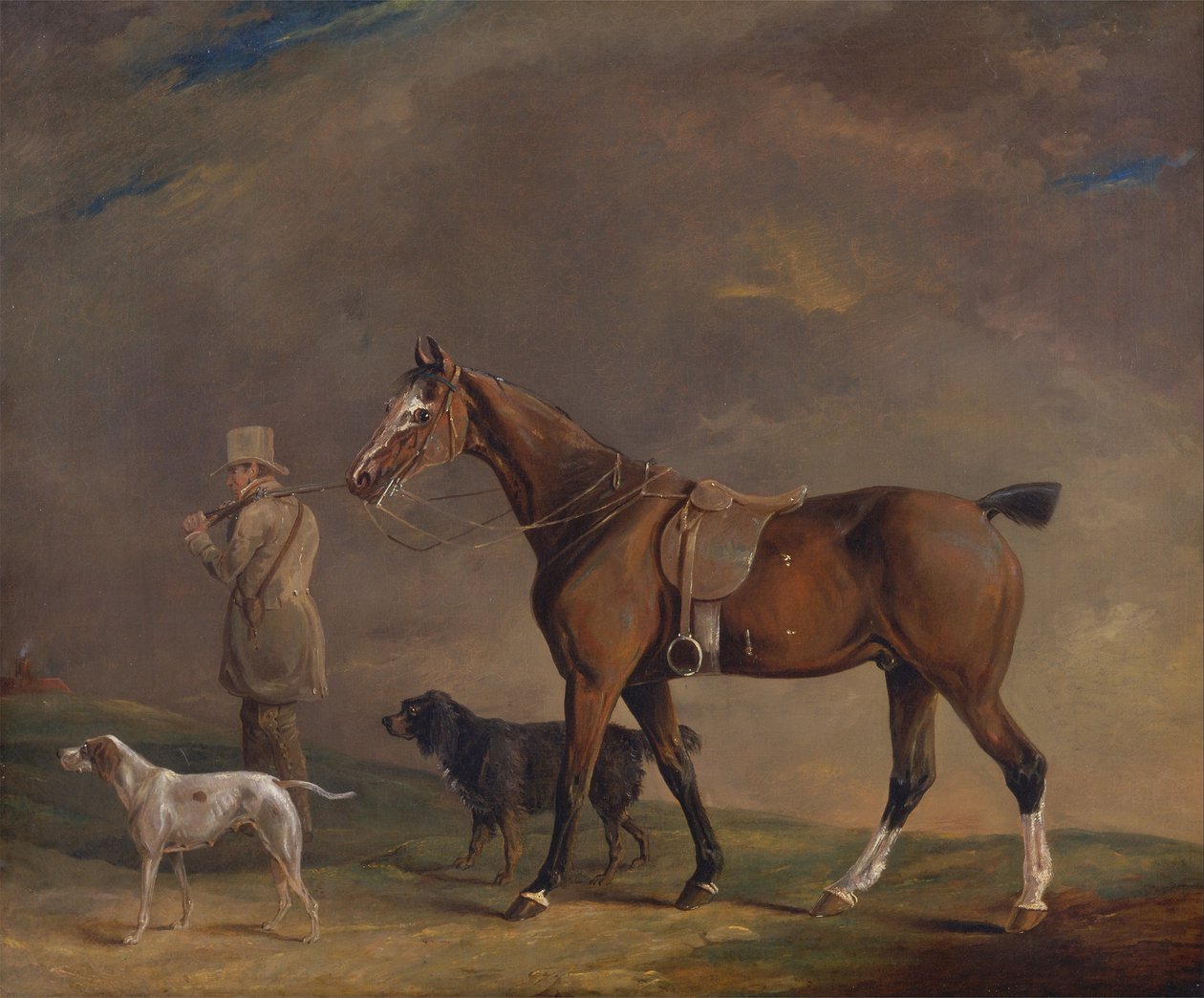A Sportsman with Shooting Pony and Gun Dogs by Edwin W. Cooper
